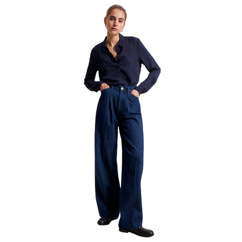 Camicia Donna in twill di viscosa Blu Tommy Hilfiger- Francavilla Moda
